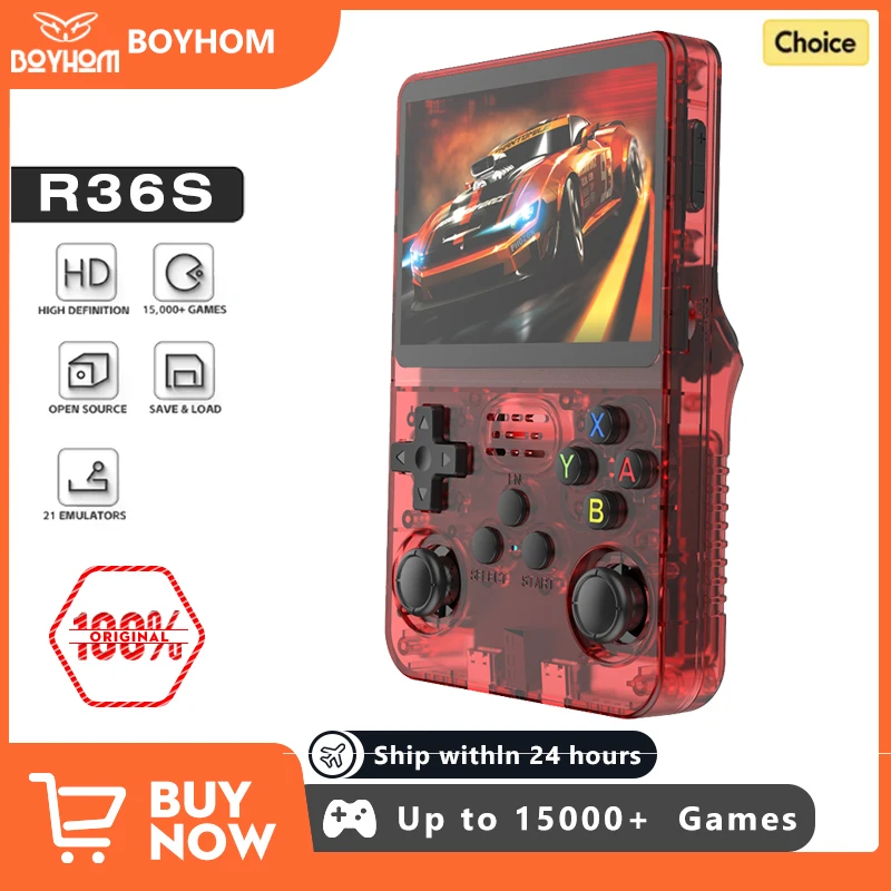 BOYHOM NEUE R36S Retro Videospielkonsole Linux System 3,5 Zoll IPS Bildschirm Tragbarer Taschenspieler 64 GB 128G Spiele beste Kindergeschenke Image