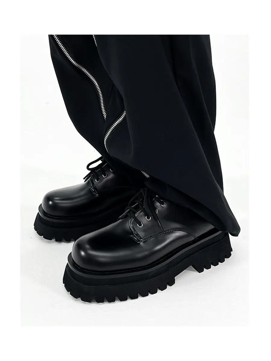 2024 Derby Herren dickbesohlte hochwertige britische runde Zehen Herren Leder erhöht Freizeit stil Big Toe Mode Schuhe