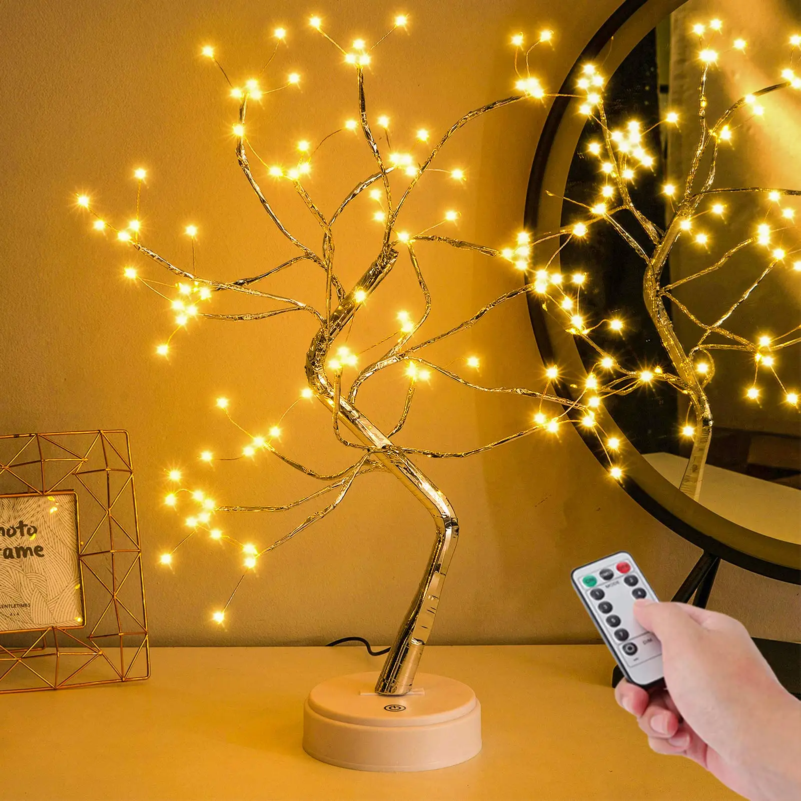 108LED Fee Sparkly Baum Tisch Lampe Fernbedienung USB & 3AA Powered DIY Bonsai Künstliche Baum Licht Schlafzimmer Desktop Nacht licht