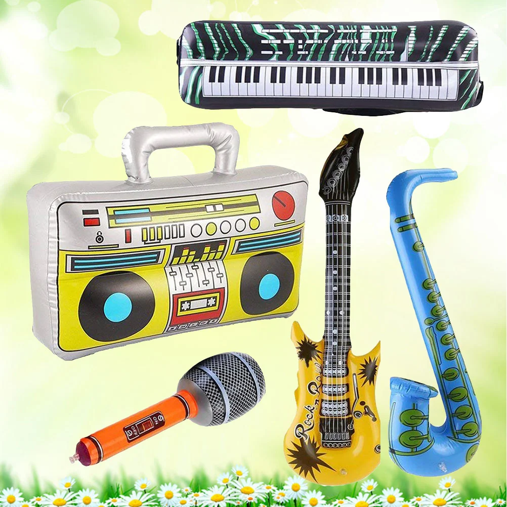 5 Pcs Electronic Organ Child Musical Instruments Kid Microphone Inflatable Party Decorations