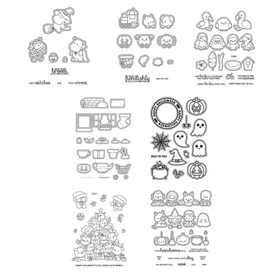 Cutting Dies and Clear Stamps Set Scrapbooking For Paper Making Animals Halloween Christams