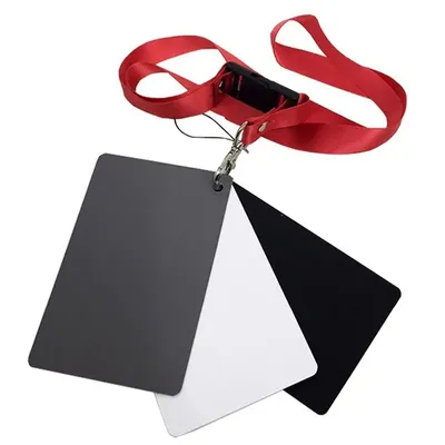 Digital Camera 3 in 1 Pocket-Size White Black Grey Balance Cards 18 percent Gray Card with Neck