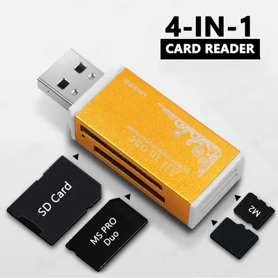 Card Reader 4 Ports USB2.0 Memory SD TF Card SDHC MMC/RS MMC TF MS/MS PRO/MS DUO M2 Adapter for
