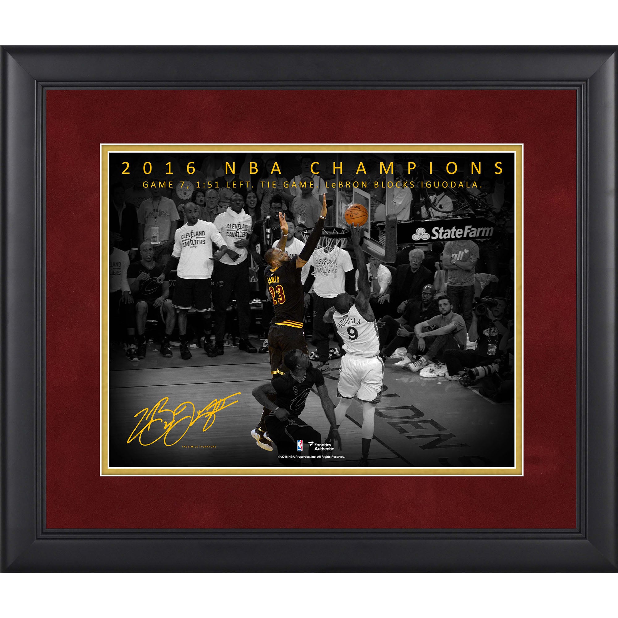 LeBron James Cleveland Cavaliers encadré 11" x 14" NBA Finals Game 7 Chasedown Block Moments Spotlight - Fac-similé Signature - unisexe Taille: No Size