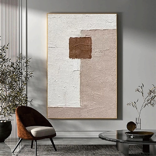 Wandkunst Ölgemälde handgemachte Wabi Sabi Malerei Wandkunst beige abstrakte Malerei auf Leinwand Malerei handgefertigt ein Paar beige Textur Wandkunst neutral abstrakte Wandkunst Boho Wal Dekor Image