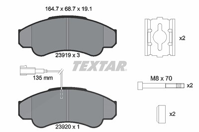 Textar Bremsbelagsatz, Scheibenbremse [Hersteller-Nr. 2391901] für Fiat, Citroën, Peugeot
