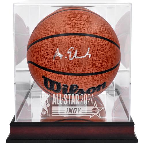 Von Anthony Edwards signierter Basketball der Wilson Authentic Series für drinnen und draußen aus den Minnesota Timberwolves mit Logo aus Mahagoni für das NBA All-Star Game 2024