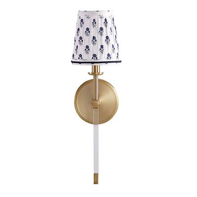 Phoebe 1-Light Acrylic Sconce with Shade - Anais Pleated Indigo - Ballard Designs