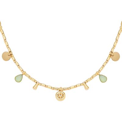 Kette mit Anhänger LEONARDO "Halskette Ella, 023543", bunt (gelbgoldfarben, kristallweiß, gelb, aquablau), Halsketten, Damen, Edelstahl, L: 50cm B: 2mm, mit Kristallglas, B:2mm Image