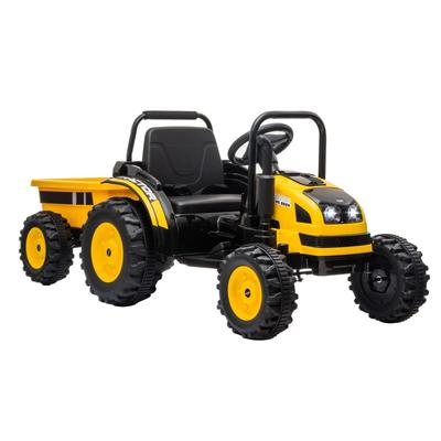 12V Kids Ride-On Tractor for Kids 4-8 with Trailer Battery Power Wheels Tractor with Remote