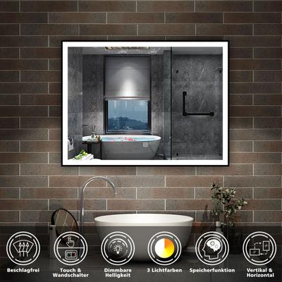Led Wandspiegel Touch Badspiegel Badezimmerspiegel Beleuchtung Beschlagfrei Kalt/Warmweiß dimmbar Image