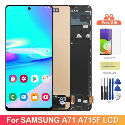 Display Screen for Samsung Galaxy A71 A715 A715F LCD Display Digital Touch Screen with Frame for