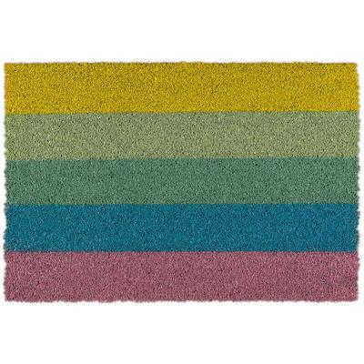 Fußmatte Kokos, Türvorleger Regenbogen, rutschfest, gestreift, Kokosfußmatte innen & außen, 40x60 Image