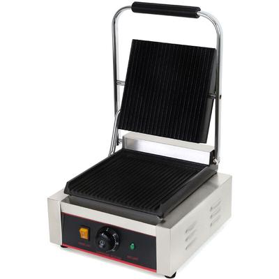 Kontaktgrill, Gusseisen Grillplatte gerillt, 1800 Watt Gastronomie Multigrill für Fladenbrot,