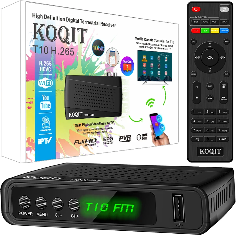 Dvb T2 Numérique Tv Décodeur Tv Tuner Dvb-T2 Dvb-C Câble Fm Radio Smart Sans Fil Tv Stick Tdt Hd Tv Récepteur Espagne Tv Box