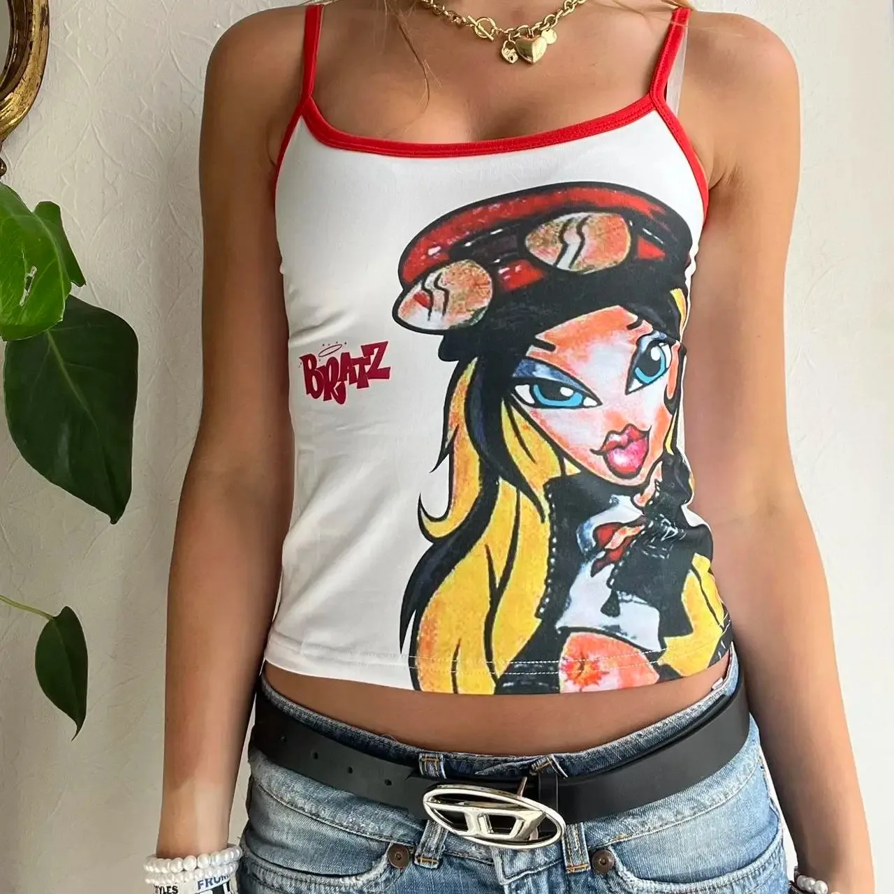 Y2K Kleidung Cartoon Print Slim Short Top Sexy Korsett Goth Vintage Street White Baby T-Shirt Grunge Slim Crop Top Sommer Emo