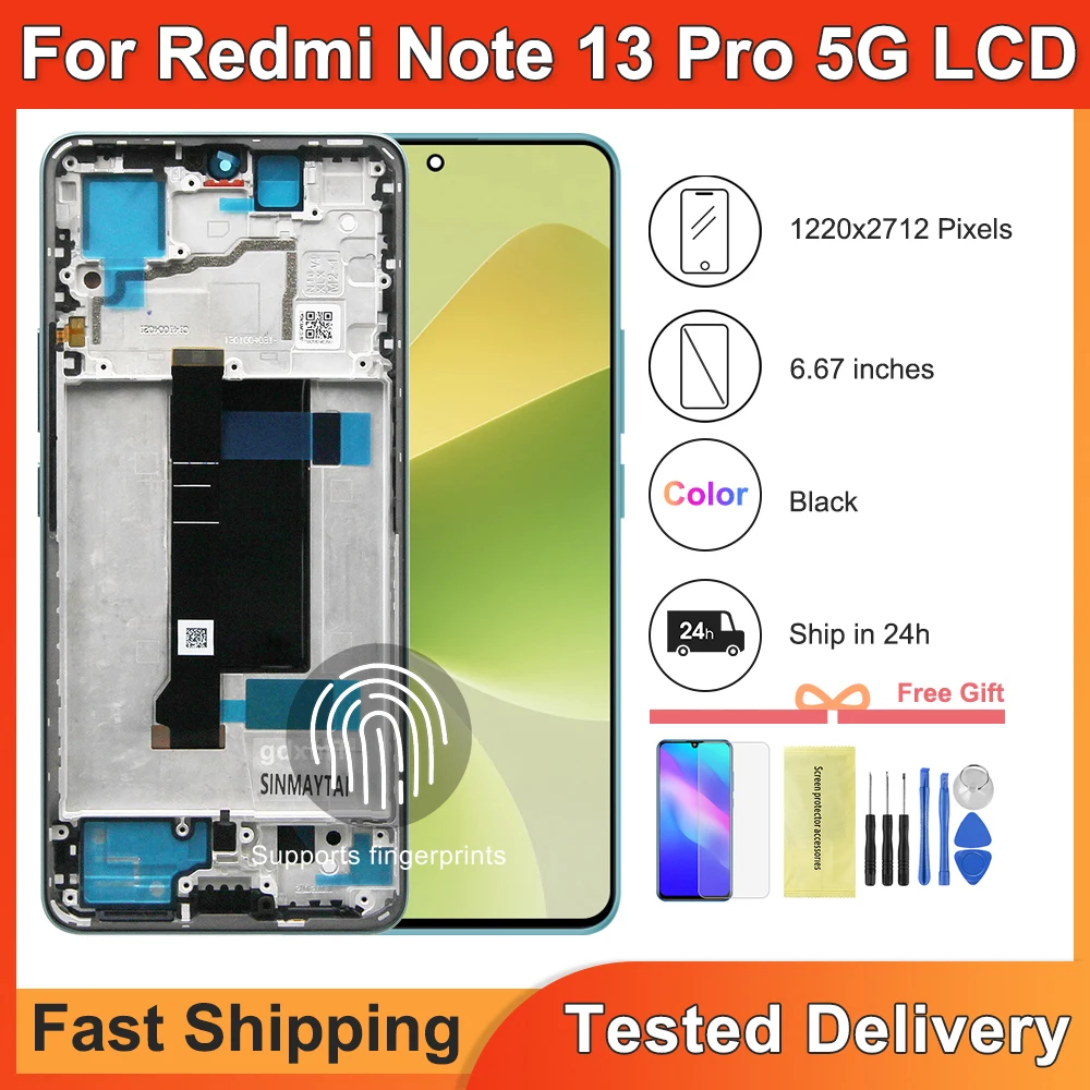 6.67 "OLED Für Xiaomi Redmi Hinweis 13 Pro LCD 2312DRA50C Display Bildschirm Touch Panel Digitizer Montage Für Redmi Note13Pro 5G LCD Image