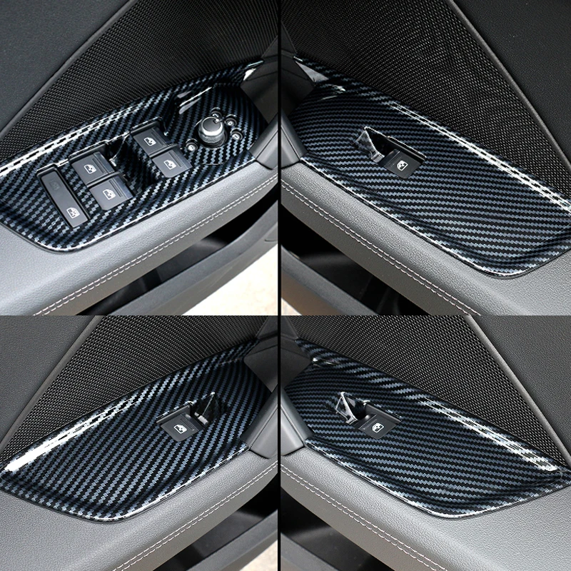 Autozubehör für Audi A3 8Y 2020 2021 2022 2023 2024 2025 Kohlefaser bedruckte Innenfensterheberschalter-Abdeckungsverkleidung Image