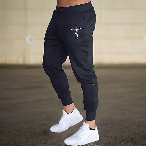 Herren Jogginghosen Jogginghose Sporthose Fitnesshose Kordelzug Tasche Elastischer Bund Hosen Innen Outdoor Sport Outdoor Herbst Winter Weich Atmungsaktiv Marathon Training Gehen Figurbetonter Image