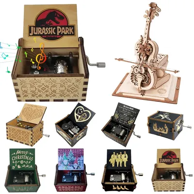 Antique Carved Music Box Wooden Vintage Musical Boxes Creative Engraved Music Boxes Children New