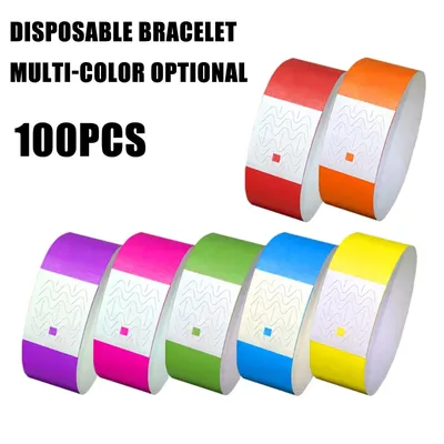 100PCS Tear-Resistant Waterproof Paper Wrist Strap Party Paper Bracelet Multicolored Event Ticket