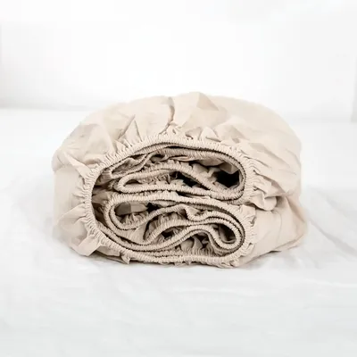 Simple&Opulence Linen Fitted Sheet (1 Piece) - 14 Inch Deep Pocket Mattress Cover Natural Flax Cotton Soft Breathable Bedding
