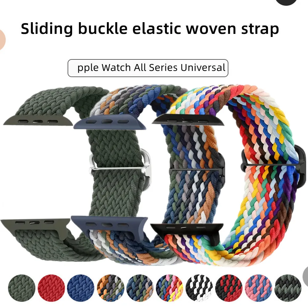 Geflochtene Solo-Schlaufe für Apple Watch Band Ultra 44mm 40mm 49mm 45mm 41mm 42mm elastisches Nylon armband iwatch Serie 9 8 7 se 6 Armband Image