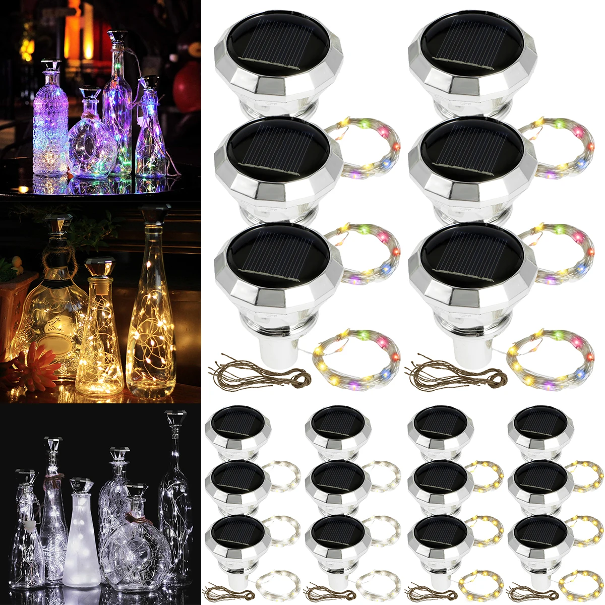 12pcs 20led Solar licht Outdoor Garten lampe Solar Weinflasche Kork Licht Lichterkette Licht wasserdicht Weddin Party Garten Dekor