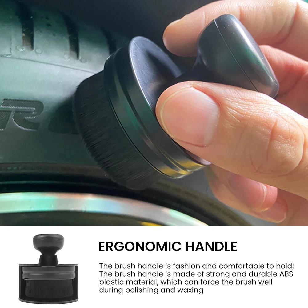 Auto Detail Pinsel Tragbare Auto Reifen Pinsel Staub Dichtung Kappe Hohe Dichte Weichen Bürste Für Reifen Glanz Polieren Wachs Sweep Spalt Image