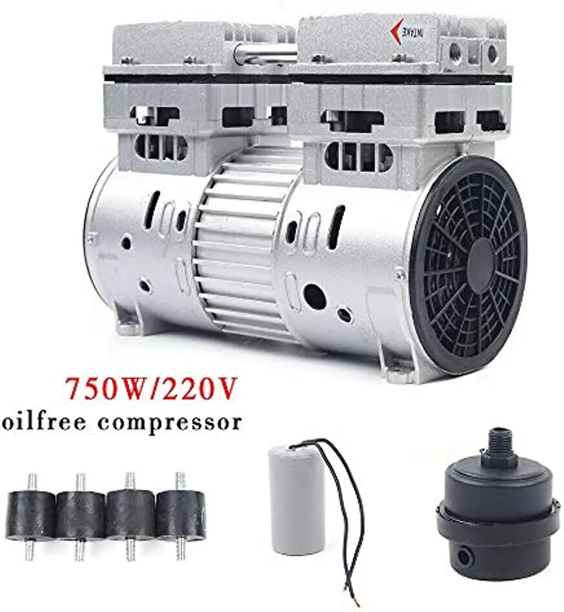750 W/1 PS, 8 Bar, geräuschloser Druckluftkompressorkopf, ölfreie Luftkompressoreinheit, 1400 U/min, 220 V, 145 l/min Image