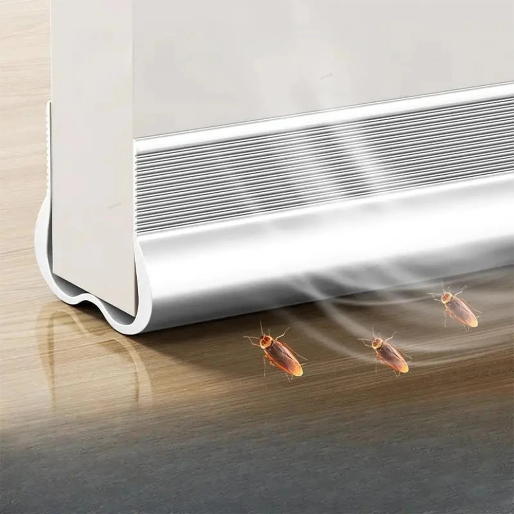 Flexibler Türboden-Dichtungsstreifen aus PVC, Türspalt, schalldämmende, wind- und staubdichte Wetterleiste unter der Tür, Zugluftstopper-Band Image