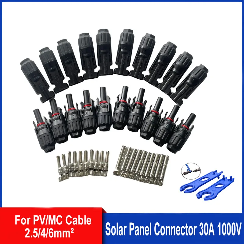5/10 paia di connettori solari Spine fotovoltaiche 1000 V 30 A Kit connettori pannello solare disponibile per cavi fotovoltaici/MC 2,5/4/6 mm2