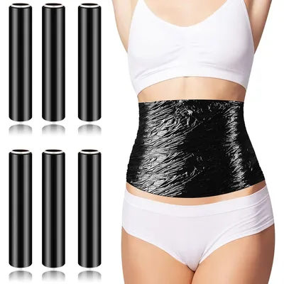 6 Rolls 60Meters Black Osmotic Plastic Body Slimming Wrap Workout&Sweat Enhancer Stomach Reduces