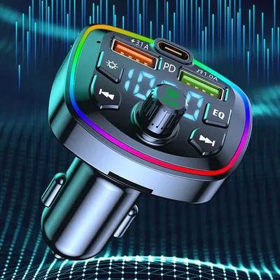 Car Bluetooth MP3 Player Bluetooth 5.0 FM Transmitter Dual USB 4.8A Fast Charger Handsfree Calling