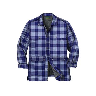 Men's Big & Tall Flannel Full Zip Snap Closure Renegade Shirt Jacket by Boulder Creek in Navy Plaid (Size 4XL)
