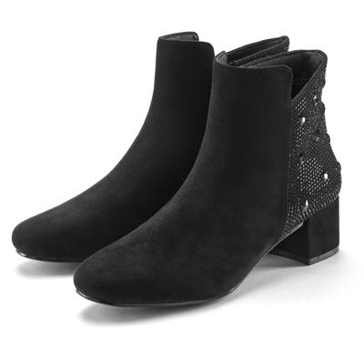 Stiefelette LASCANA, Damen, Gr. 37, schwarz (schwarz, glitzer), Textil, unifarben, Glitzer, elegant, Schuhe, mit raffini