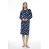 Nachthemd MEY "SCRIBBLED DOTS", Damen, Gr. 42, N-Gr, blau (deep marine), Single Jersey, Obermaterial: 100% Baumwolle, casual, bequem knielang, Rundhals, Langarm, Kleider, Länge in Größe 38: circa 110 cm