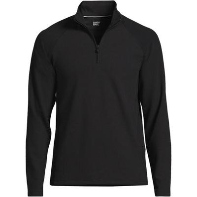 Social Active Textured Half Zip Top, Men, size: 34-36, regular, Black, Spandex/Lyocell/Poly-blend, by Lands' End