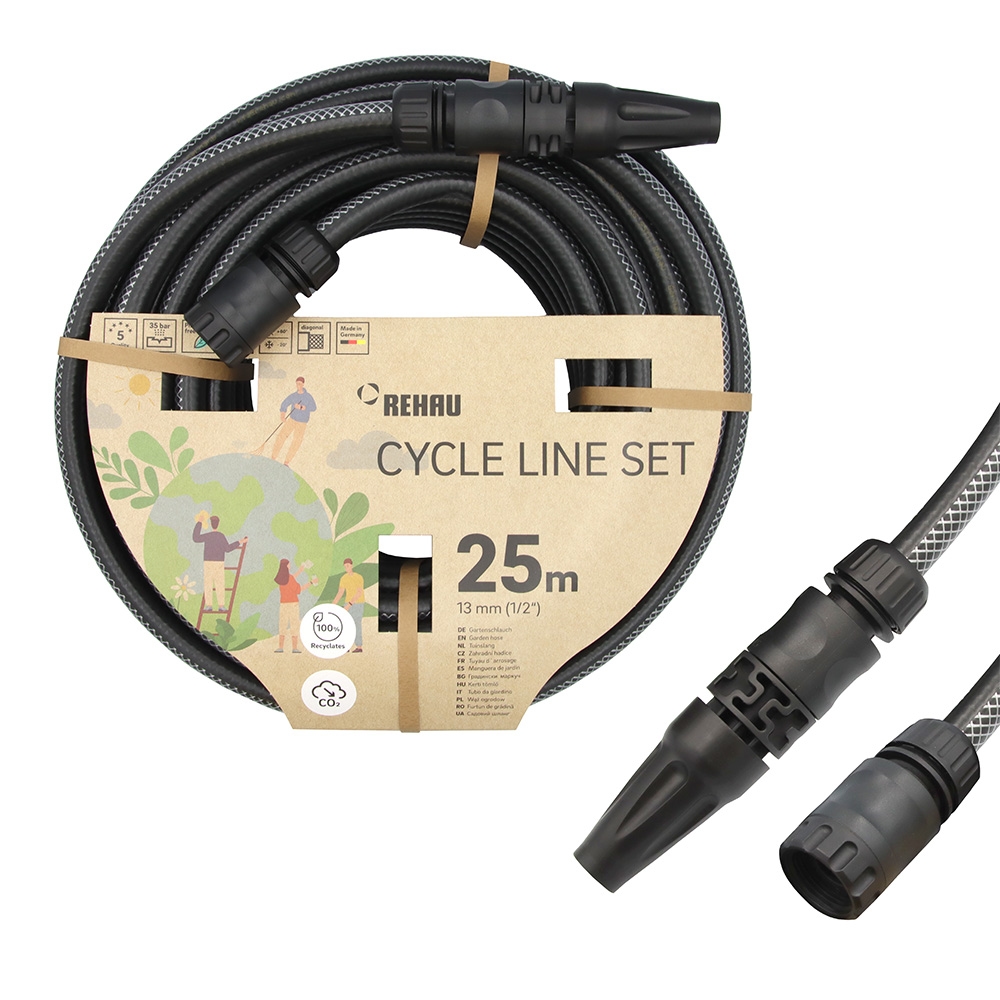 Gartenschlauch Schwarz 1/2 Zoll 25 m mit Armaturen knick und drehfest