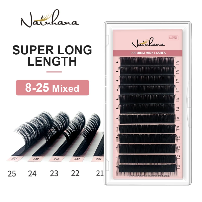 NATUHANA 8-15mm Super Lange Länge Wimpern Verlängerung Koreanische PBT Falsche Nerz Wimpern Individuelle Synthetische Seide Gefälschte Wimpern Cilios Image