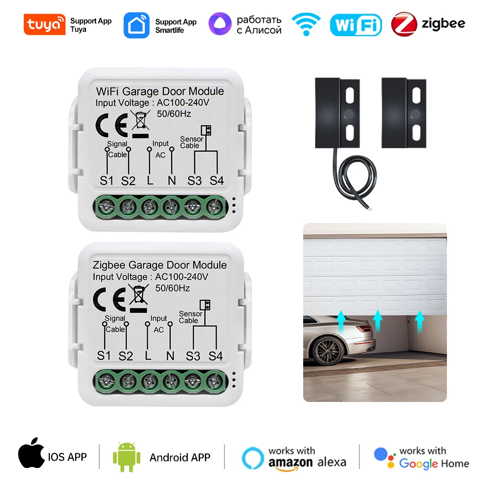 Tuya Wifi/ZigBee Smart Garagentor öffner Modul Controller Smart Life Support Alexa Google Home Assistant Siri Sprach steuerung Image