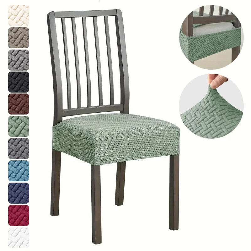1PC Stretch Esszimmer Stuhl Sitzbezug Jacquard Einfarbig Stühle Abdeckungen Abnehmbare Anti-Staub Stuhl Kissen Schonbezüge Hotel hause