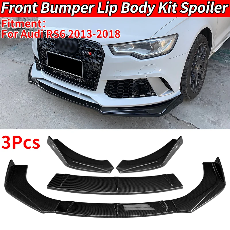 Per Audi RS6 2013-2018 2016 2017 Car paraurti anteriore Splitter Lip Body Kit Spoiler diffusore deflettore accessori Look in fibra di carbonio