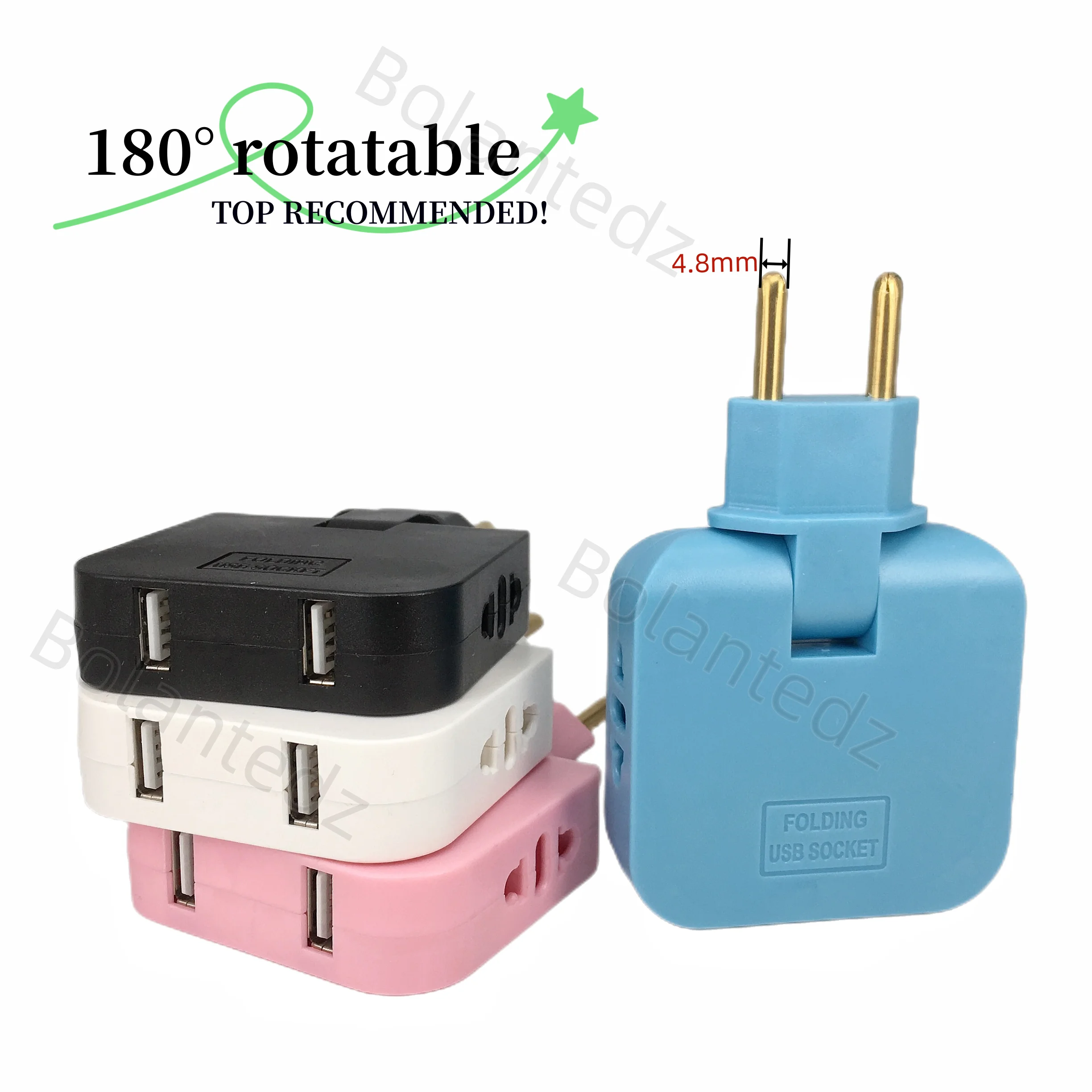 2 USB 3 in 1 EU Steckdose Stecker Adapter faltbar US zu EU Reise Adapter Strom Konverter KR Stecker Steckdose AC Steckdose Image