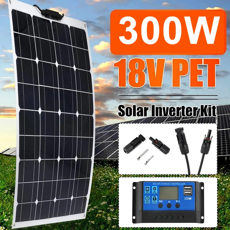 Flexibles Solar panel 300w Solarzellen mit zwei USB-Ausgängen wasserdicht 10a/20a/30a/40a/50a/60a Controller für 12V/24V Batterie ladegerät Image