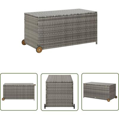 The Living Store - Garten-Auflagenbox Hellgrau 120x65x61 cm Poly Rattan - Gartenaufbewahrung Image