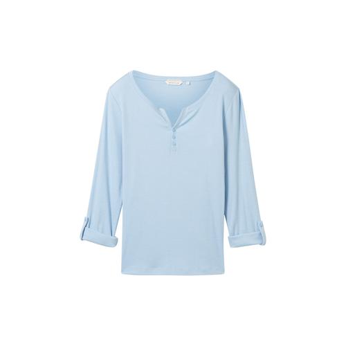 TOM TAILOR Damen Langarmshirt mit Bio-Baumwolle, blau, Gr. S