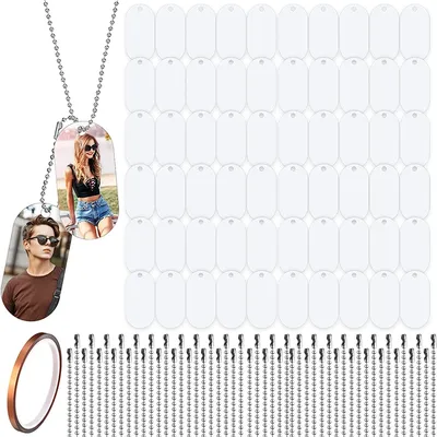 31PCS Sublimation Blank Dog Tags Aluminum Pendants Double Sided Blank Stamping Tags Message Pendant