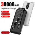 Power Bank 4 in 1 da 30000Mah ricarica Wireless Super veloce con caricabatteria esterno Mobile a 4 fili per telefono
