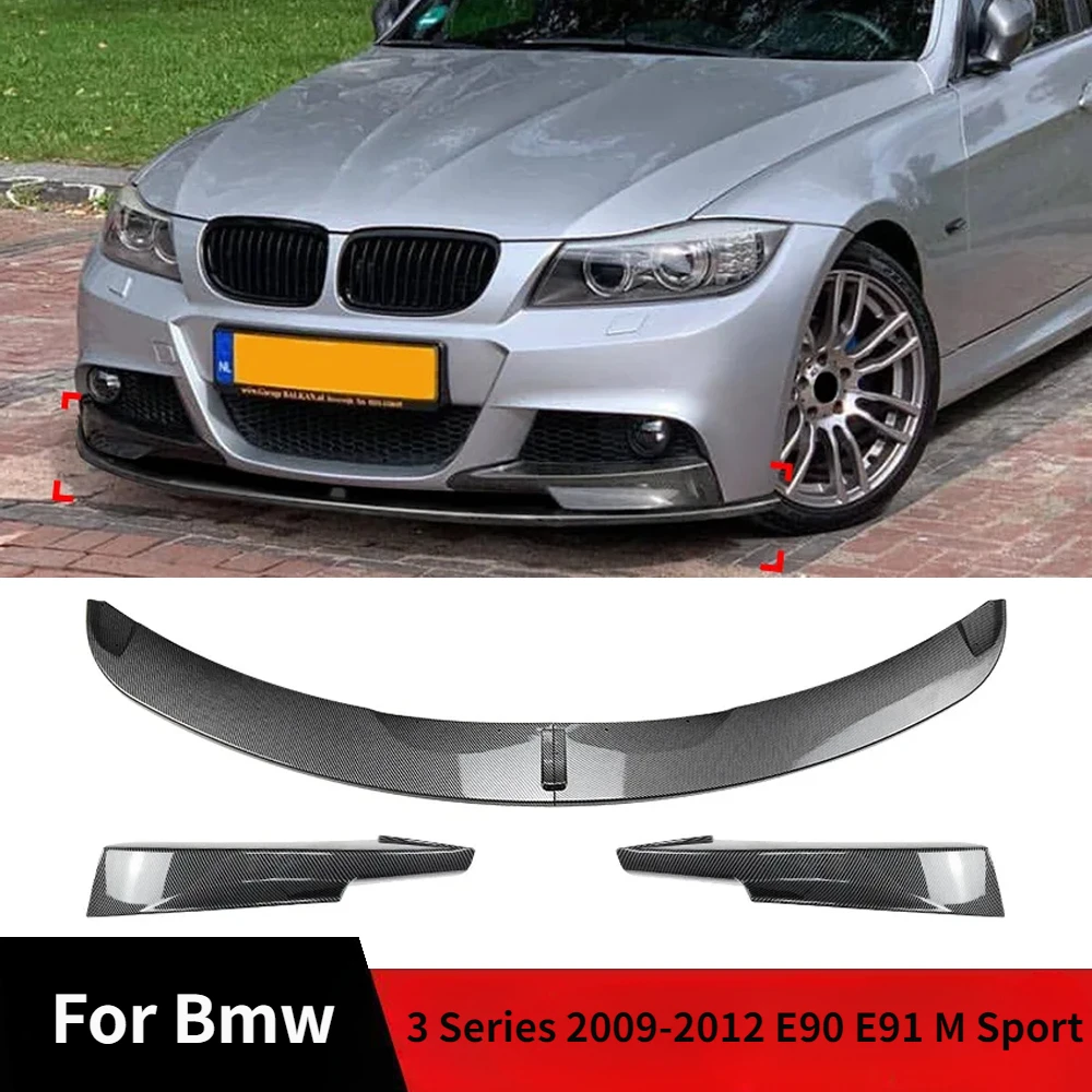 Misura per Bmw serie 3 2009-2012 E90 E91 LCI M Sport Car paraurti anteriore Lip Splitter diffusore Body kit Spoiler paraurti ricambi Auto